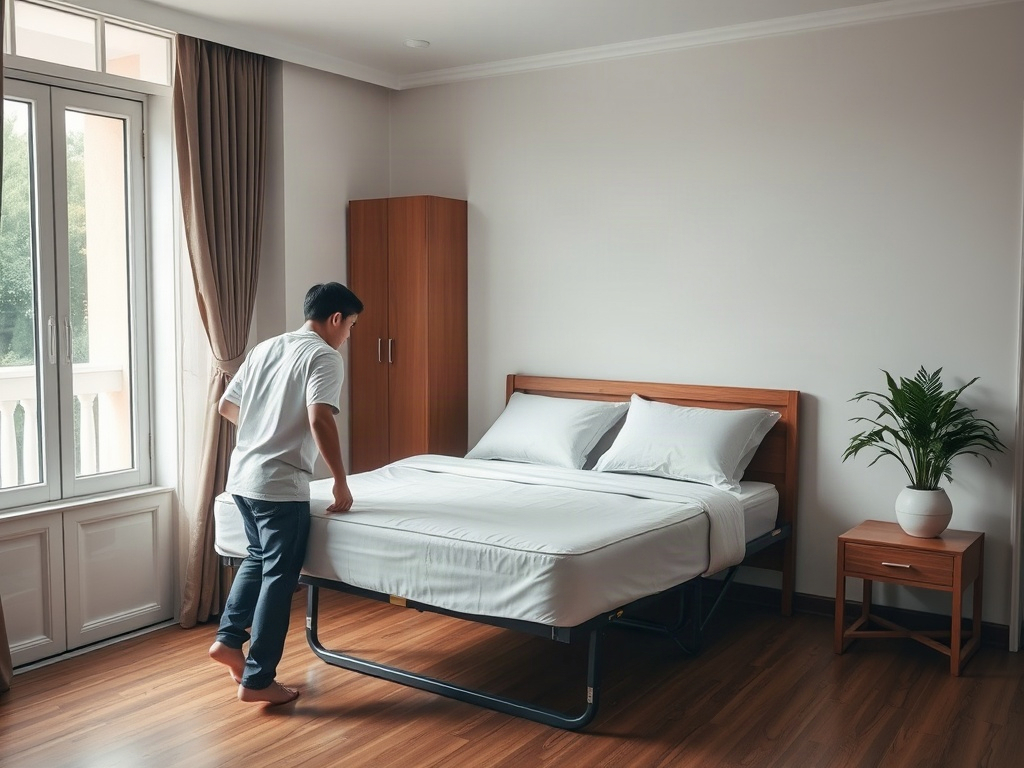 Giường xếp gấp gọn đa năng: Giải pháp tiết kiệm không gian tối ưu 31 Dễ dàng di chuyển giường xếp từ phòng này sang phòng khác