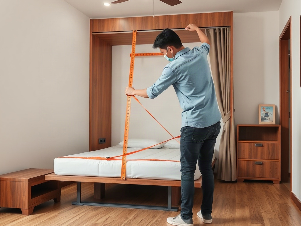 Giường xếp gấp gọn đa năng: Giải pháp tiết kiệm không gian tối ưu 14 Đo không gian trong phòng để đặt giường xếp