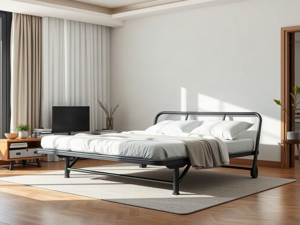 Giường xếp gấp gọn đa năng: Giải pháp tiết kiệm không gian tối ưu 12 Giường xếp khung thép trong phòng khách hiện đại