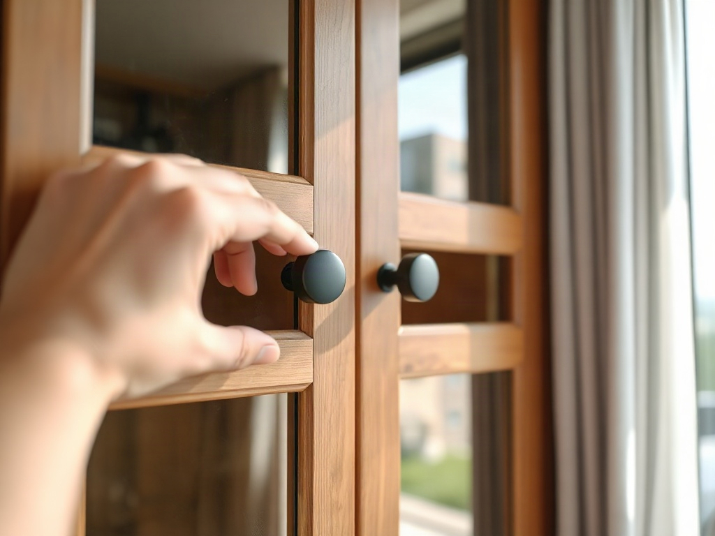 Kiểm tra bản lề và tay nắm tủ rượu gỗ