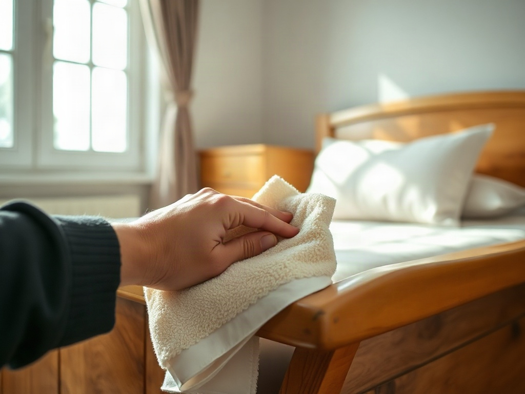 7 cách giảm bụi trên giường ngủ gỗ hiệu quả nhất 2 Lau bụi trên giường gỗ