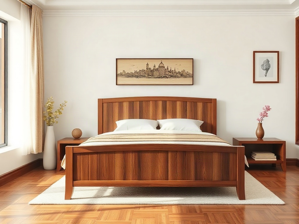Mẫu giường gỗ đơn giản đẹp - Gợi ý phối nội thất cùng mẫu giường gỗ đơn giản