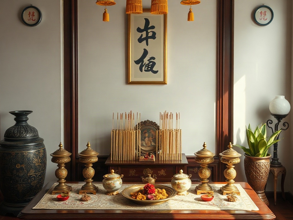 4 Mẹo Nhỏ Tủ Thờ Luôn Ngăn Nắp Và Gọn Gàng 5 Sắp xếp đồ vật trên tủ thờ hài hòa