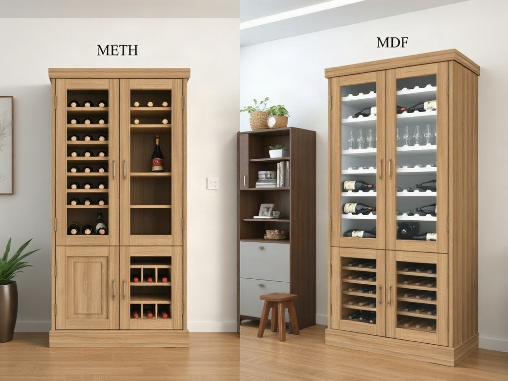 So sánh tủ rượu gỗ tự nhiên và MDF