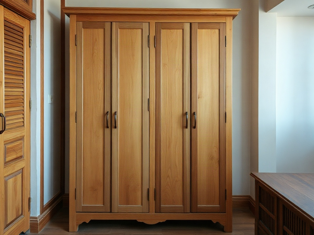 Tủ quần áo gỗ tự nhiên thiết kế truyền thống