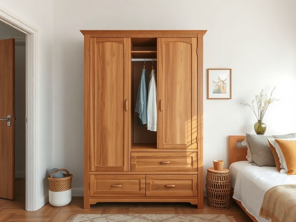 Tủ quần áo gỗ xoan đào sang trọng - Cách bảo quản tủ quần áo gỗ xoan đào đúng cách