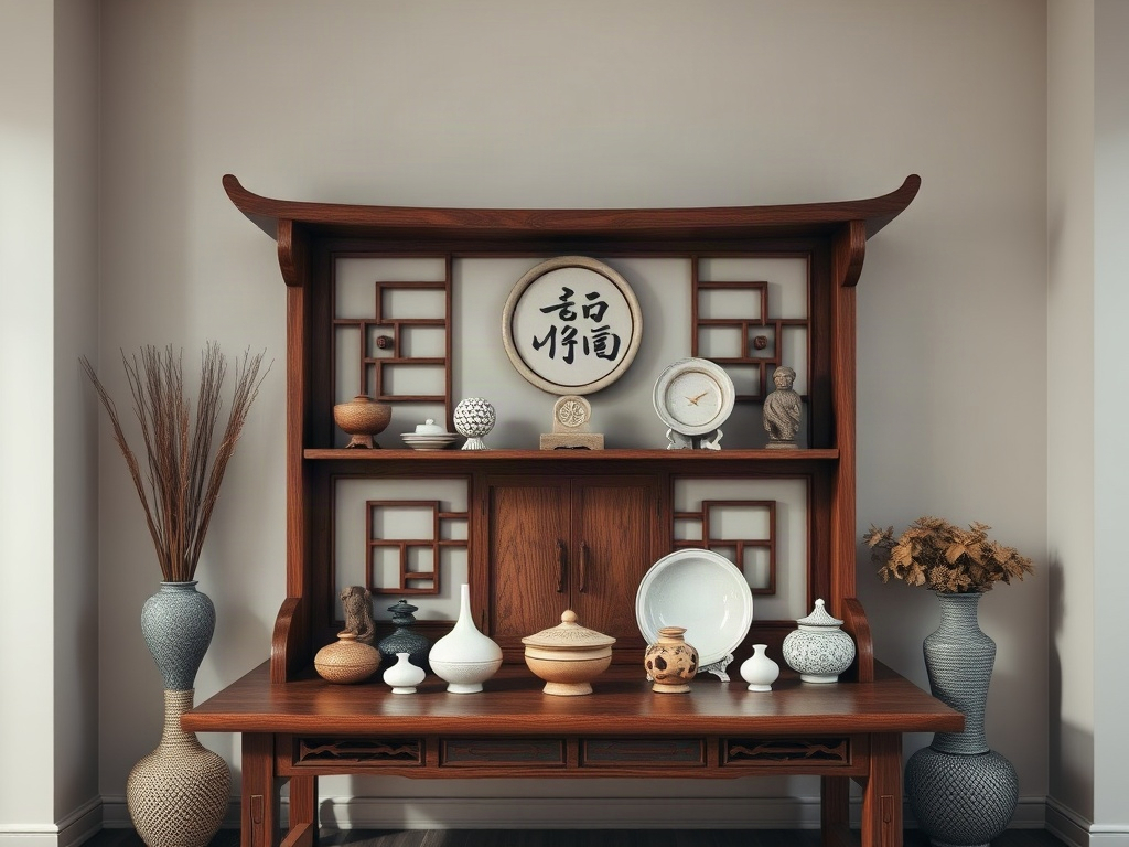 6 Dấu Hiệu Tủ Thờ Kém Phong Thủy Bạn Cần Biết 26 Tủ thờ gỗ với đồ trang trí sắp xếp hợp lý