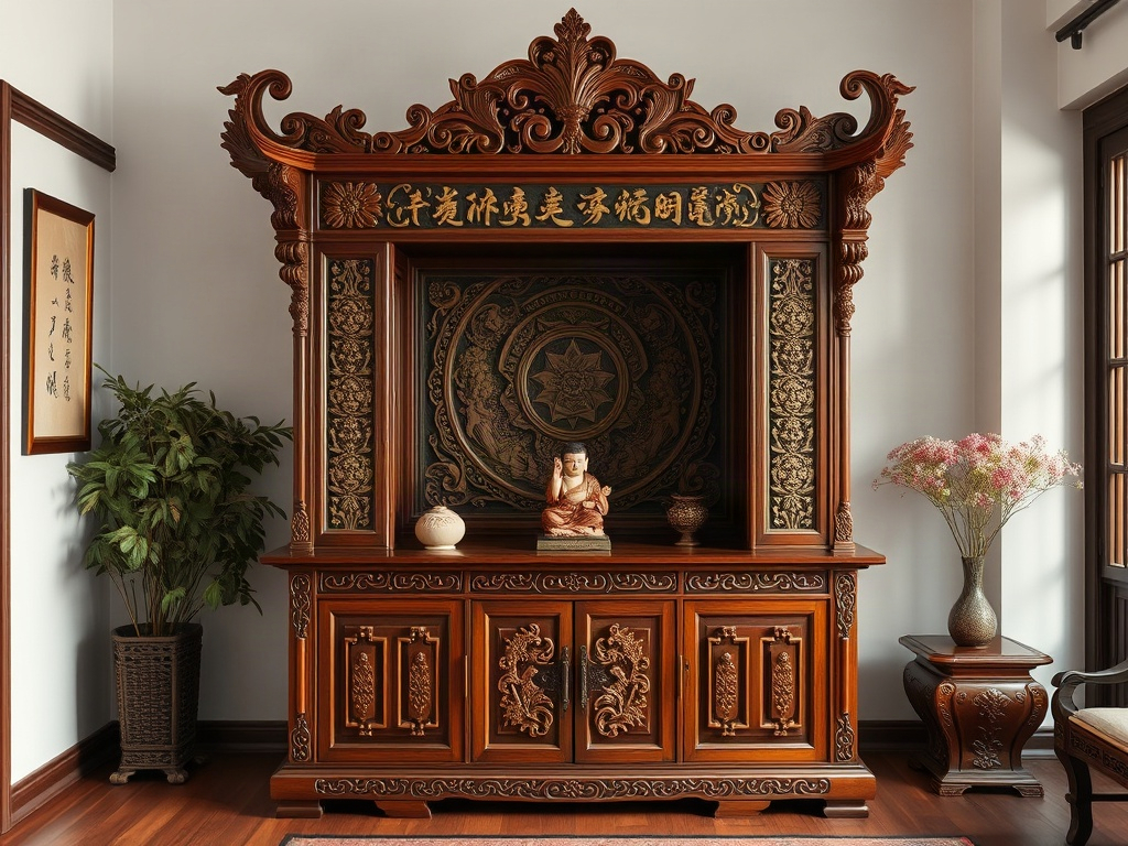 4 Mẹo Nhỏ Tủ Thờ Luôn Ngăn Nắp Và Gọn Gàng 17 Tủ thờ với hoa văn chạm khắc truyền thống