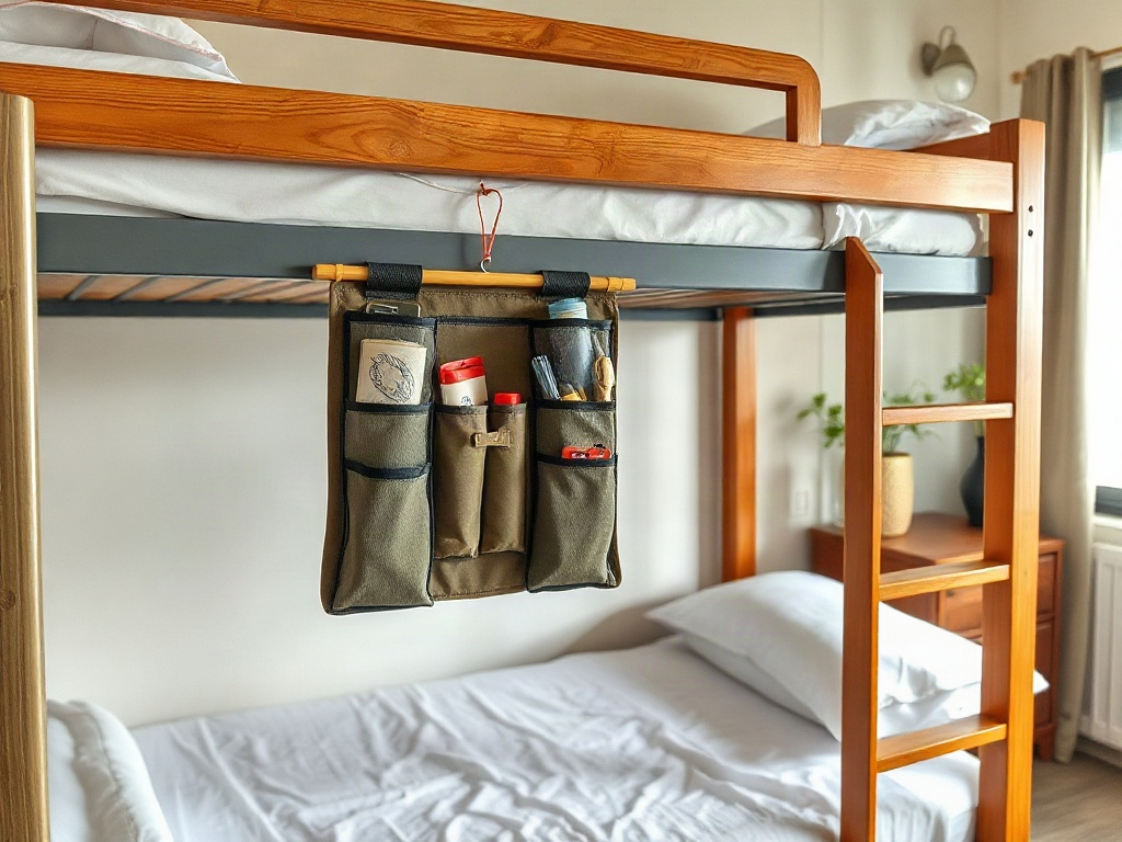 8 Ý Tưởng Đặt Đồ Trên Giường Tầng Tối Ưu Không Gian 5 túi treo giường bên giường tầng