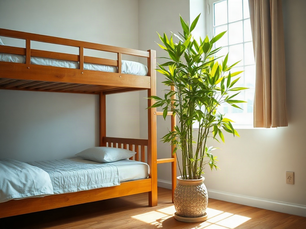 Cây Phát Tài gần giường tầng