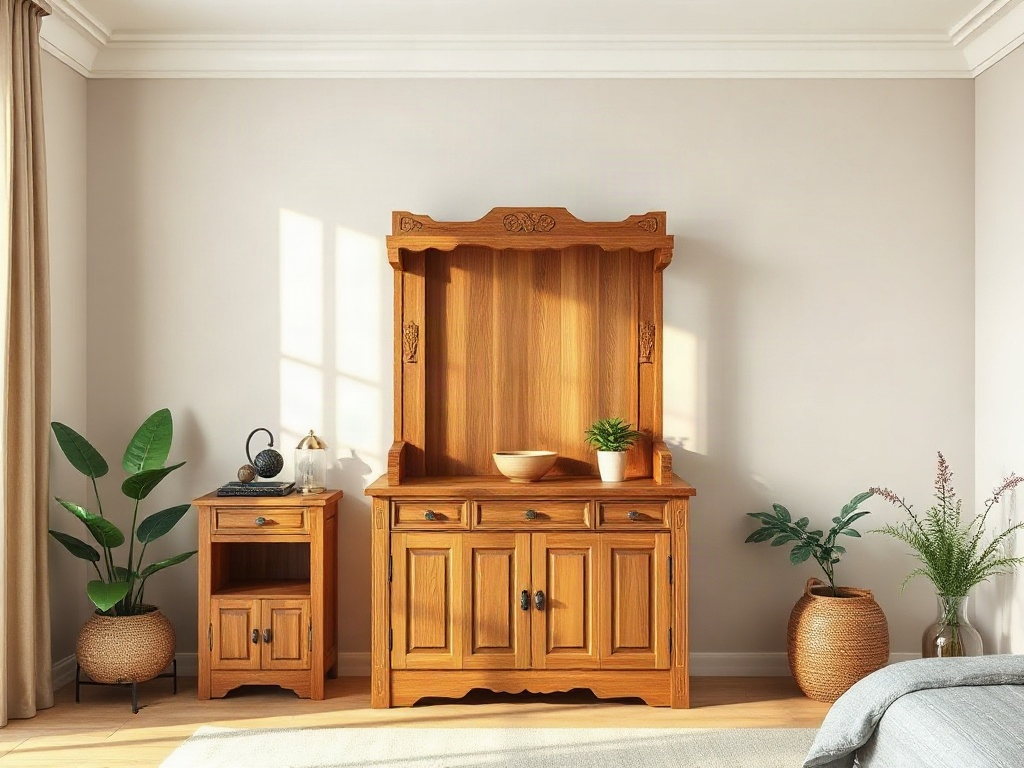 Mẫu bàn thờ đẹp - Gợi ý 3: Mẫu bàn thờ đẹp tối giản, tinh tế cho không gian thanh tịnh