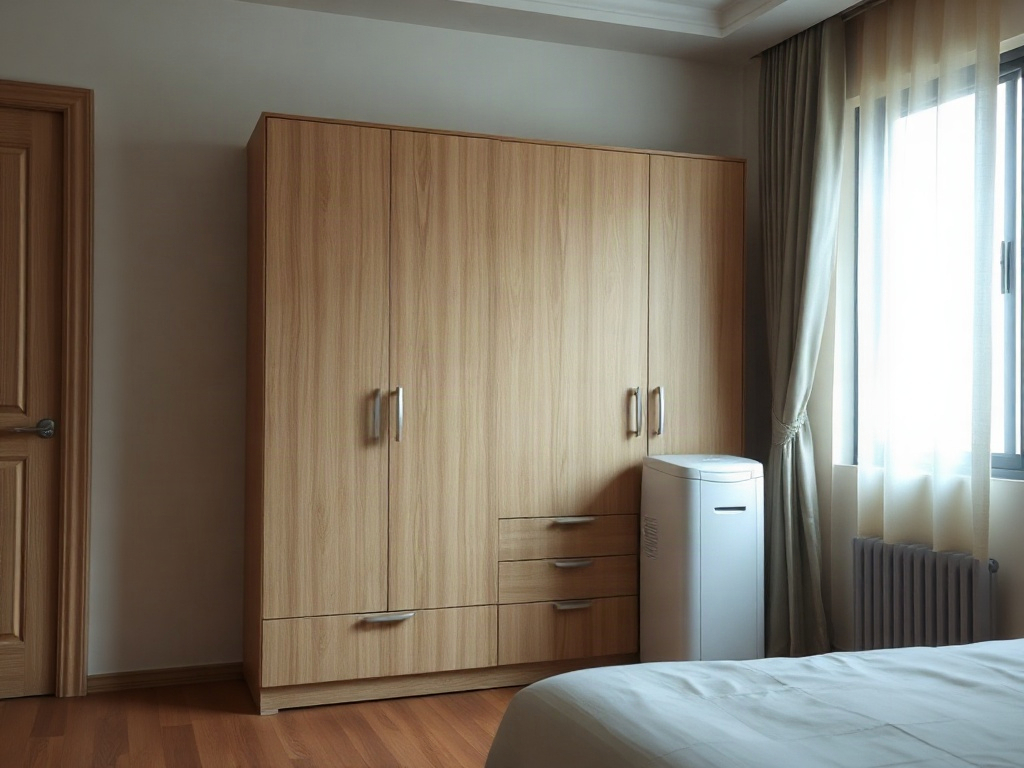 Phòng với tủ quần áo và máy hút ẩm