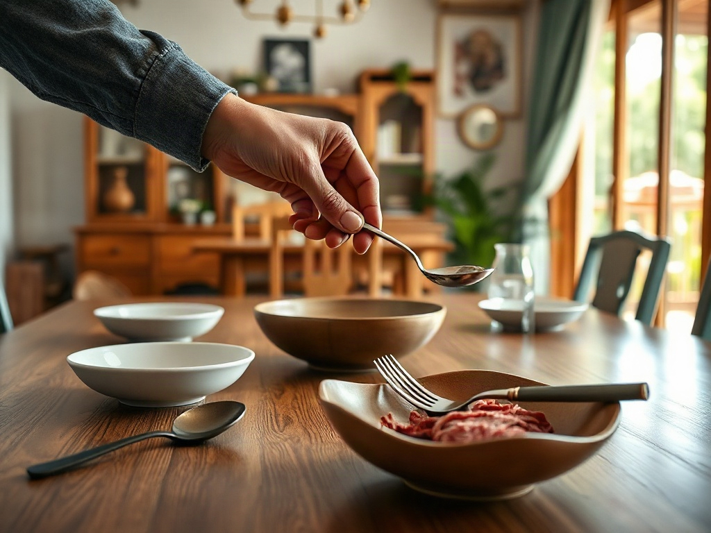 Sắp xếp dụng cụ ăn uống ngăn nắp