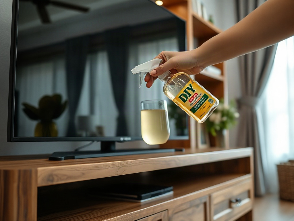 6 Mẹo giữ kệ tivi luôn sáng bóng và bền đẹp theo thời gian 30 Thoa dung dịch vệ sinh tự chế lên kệ tivi gỗ