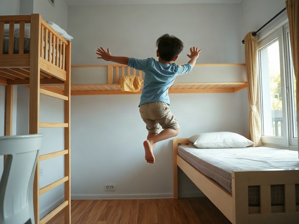 Trẻ em nhảy trên giường tầng gây trầy xước