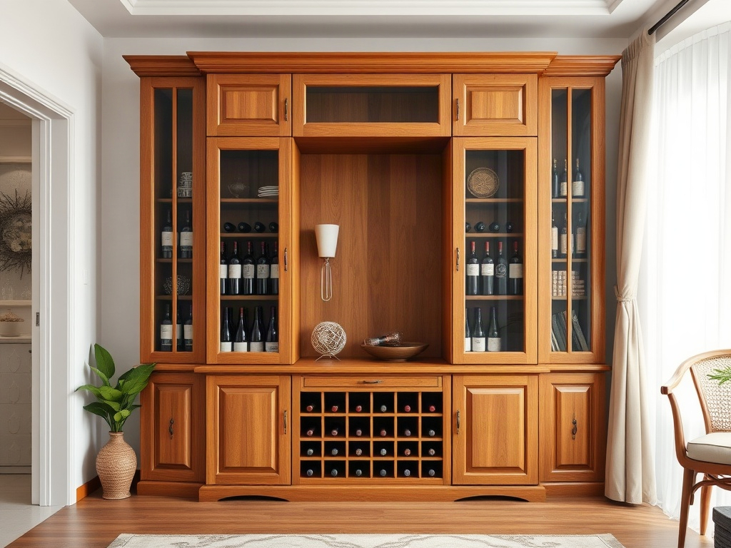 Tủ Rượu Trang Trí Phòng Khách Đẹp: Kinh Nghiệm Chọn Từ Thợ Mộc 15 Năm 43 Tủ rượu trang trí phòng khách đẹp - Chất liệu gỗ nào phù hợp để đóng tủ rượu phòng khách bền đẹp?
