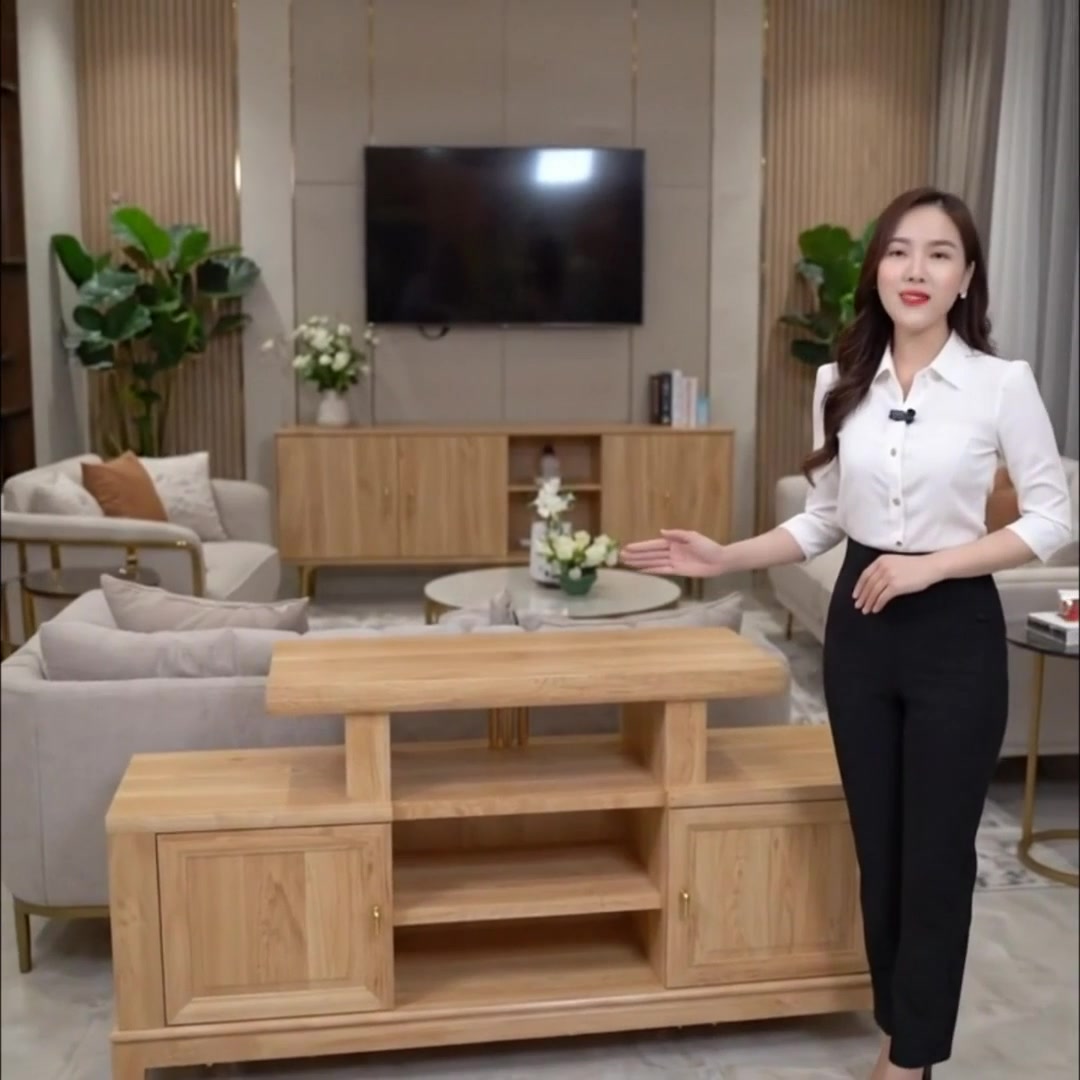 Kệ tivi gỗ hiện đại giúp tối ưu không gian phòng khách 6 Kệ tivi gỗ công nghiệp hiện đại phù hợp căn hộ chung cư.
