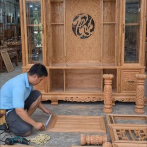 Quy trình sản xuất tủ thờ gỗ chạm khắc