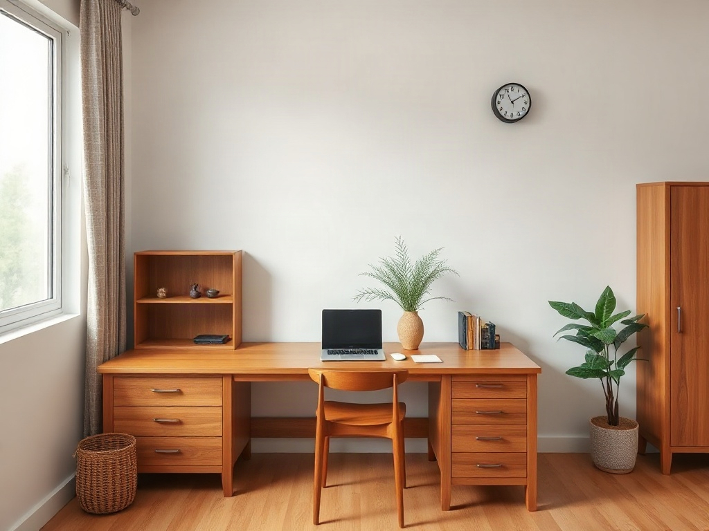 Bàn Làm Việc Trưởng Phòng: 6 Mẫu Đẹp Và Cách Chọn Chuẩn Kỹ Thuật 19 Bàn làm việc trưởng phòng - Thiết kế 1: Bàn tối giản với điểm nhấn gỗ tự nhiên
