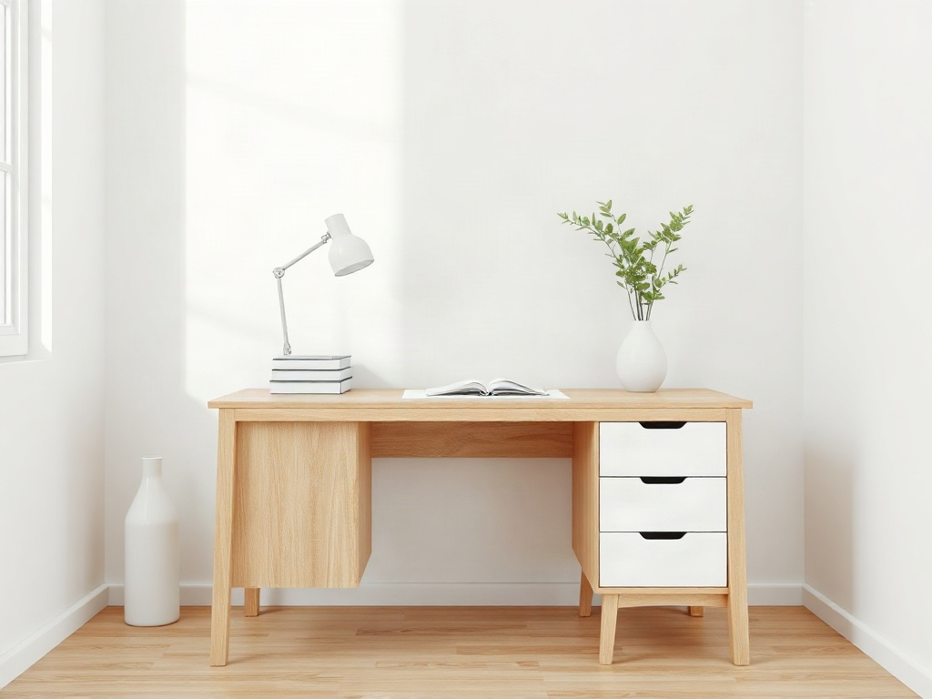 8 Cách Chọn Bàn Làm Việc Hợp Mệnh Kim Giúp Công Việc Thuận Lợi 2 Bàn làm việc gỗ sáng màu hợp mệnh Kim trong phòng làm việc - cách chọn bàn làm việc hợp mệnh Kim