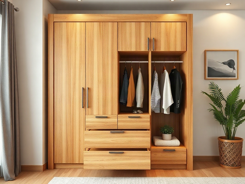 Mẫu tủ quần áo 3 buồng hiện đại - Các chất liệu phổ biến làm tủ 3 buồng hiện đại