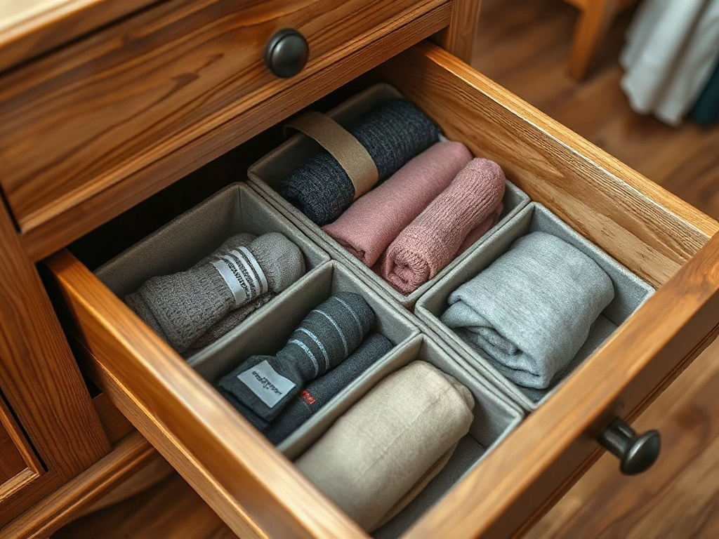 Hộp chia ngăn sắp xếp đồ vật trong tủ gỗ gọn gàng - ý tưởng đặt đồ vật trong tủ